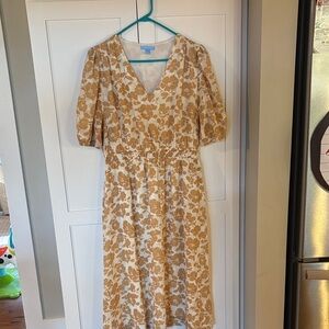 Draper James Beige Floral Midi Dress